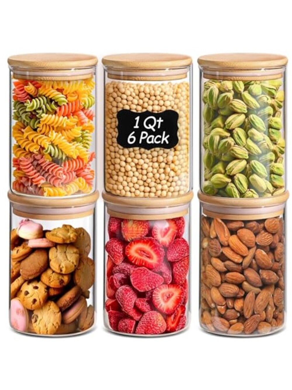 1 Qt Glass Storage Containers with Lids,Glass Jars with Lids, Clear Food Storage